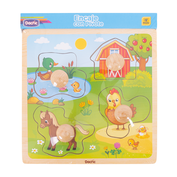 Encaje Pivote Animal Granja Madera